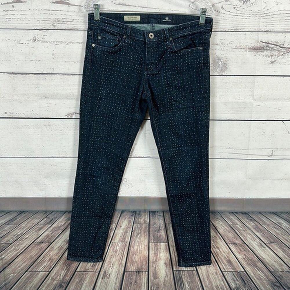 AG Adriano Goldschmied Jeans Womens 28 Stevie Slim Straight Ankle Dark Polka Dot